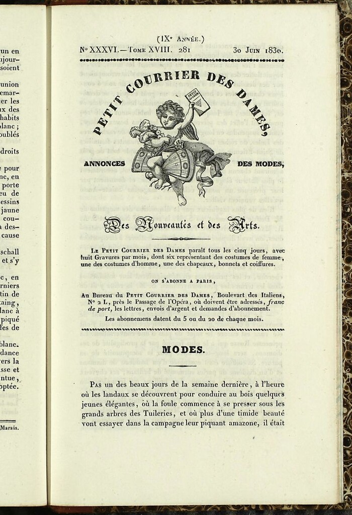 Miniatura de Petit Courrier des Dames : annonces des modes, des nouveautés et des arts del 30 de Junio de 1830