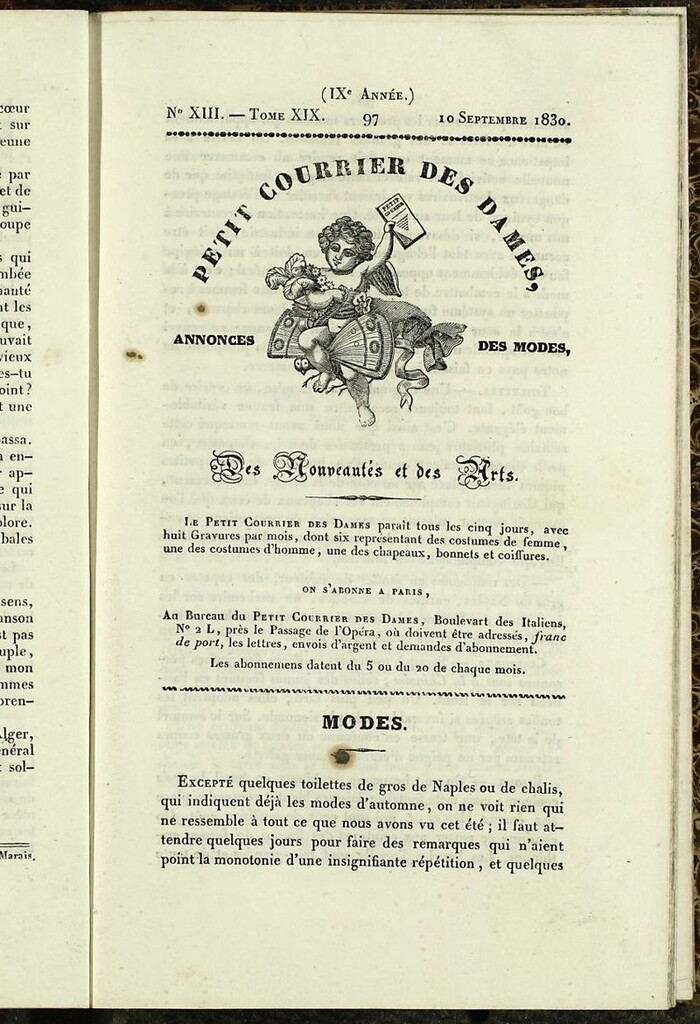 Miniatura de Petit Courrier Des Dames del 10 de septiembre de 1830