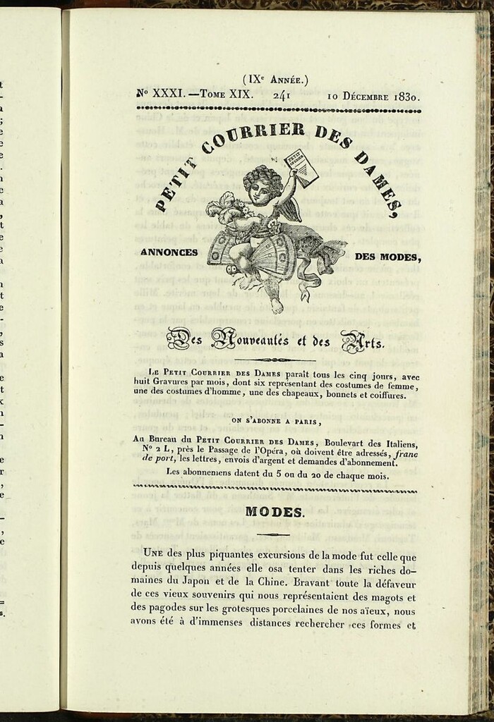 Miniatura de Petit Courrier Des Dames del 10 de diciembre de 1830