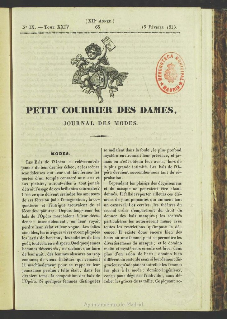Miniatura de Petit Courrier des Dames : journal des modes del 15 de Febrero de 1833