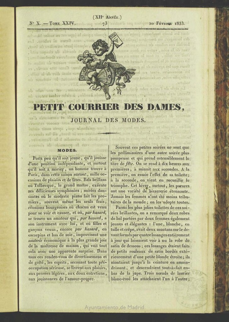 Miniatura de Petit Courrier des Dames : journal des modes del 20 de Febrero de 1833