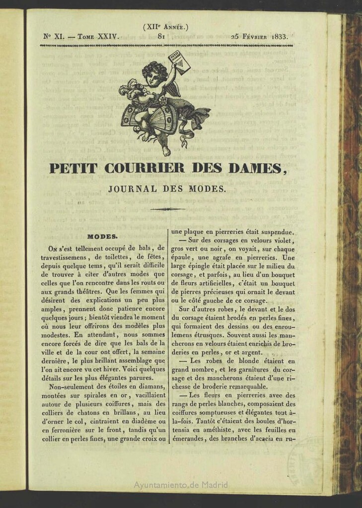 Miniatura de Petit Courrier des Dames : journal des modes del 25 de Febrero de 1833