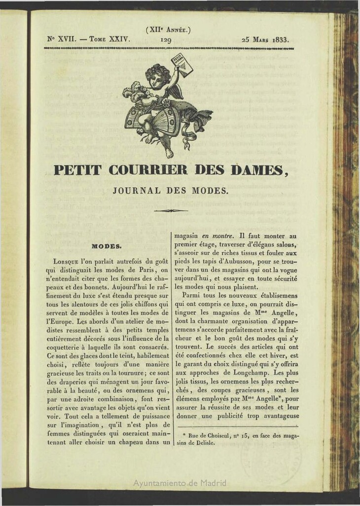 Miniatura de Petit Courrier des Dames : journal des modes del 25 de Marzo de 1833