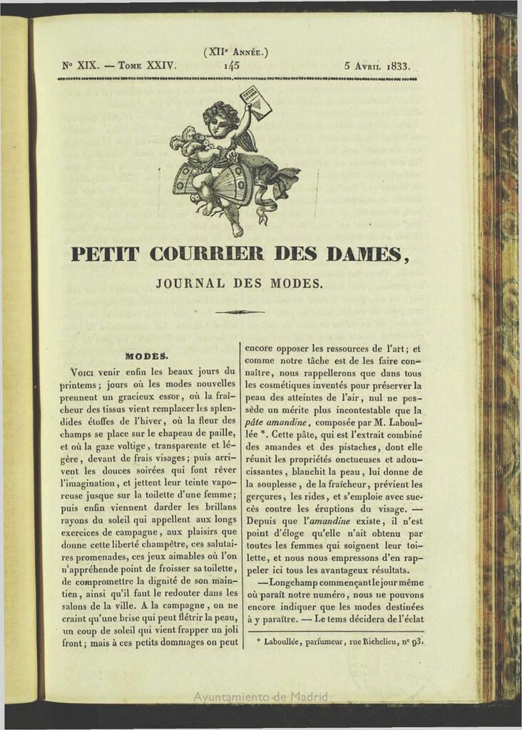 Miniatura de Petit Courrier des Dames : journal des modes del 5 de Abril de 1833