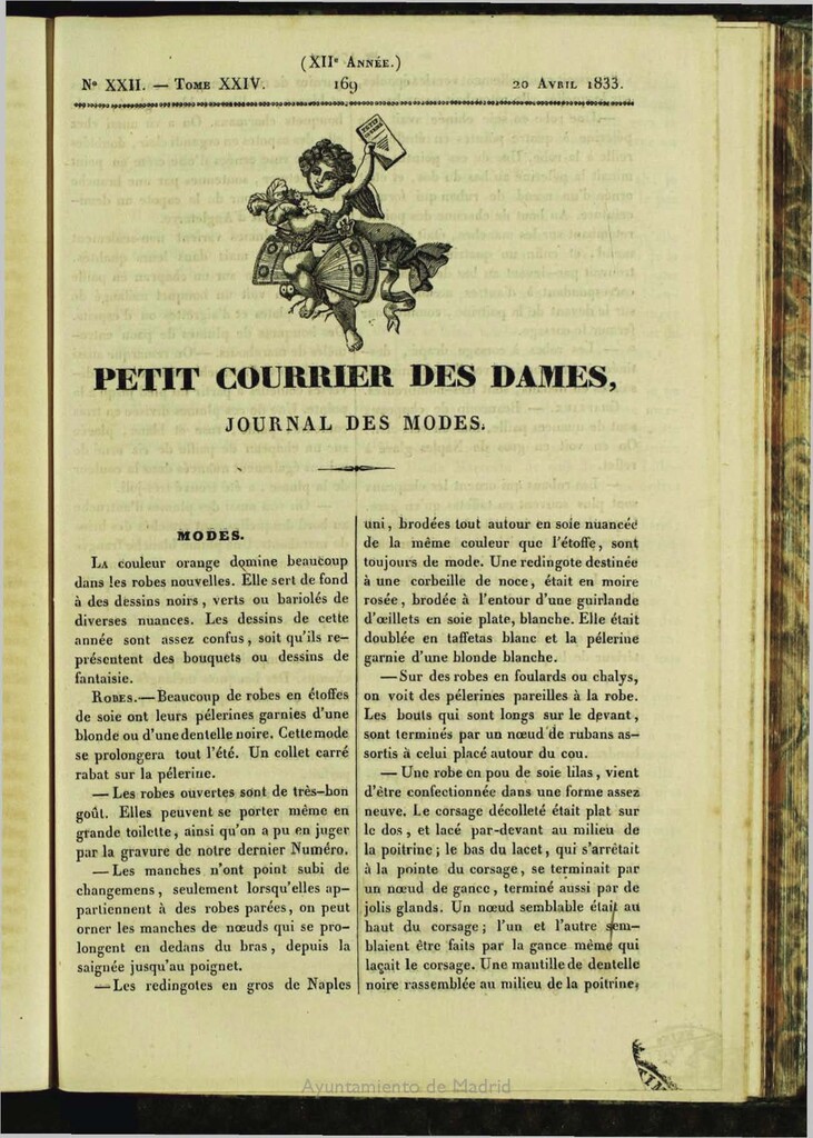 Miniatura de Petit Courrier des Dames : journal des modes del 20 de Abril de 1833