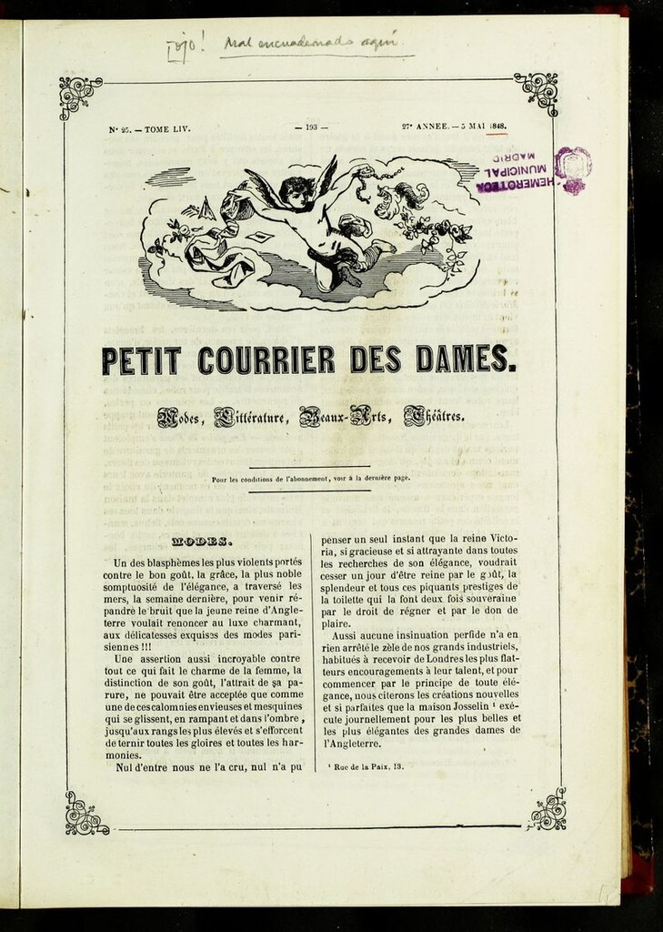 Miniatura de Petit Courrier des Dames : annonces des modes, des nouveautés et des arts del 5 de Mayo de 1848
