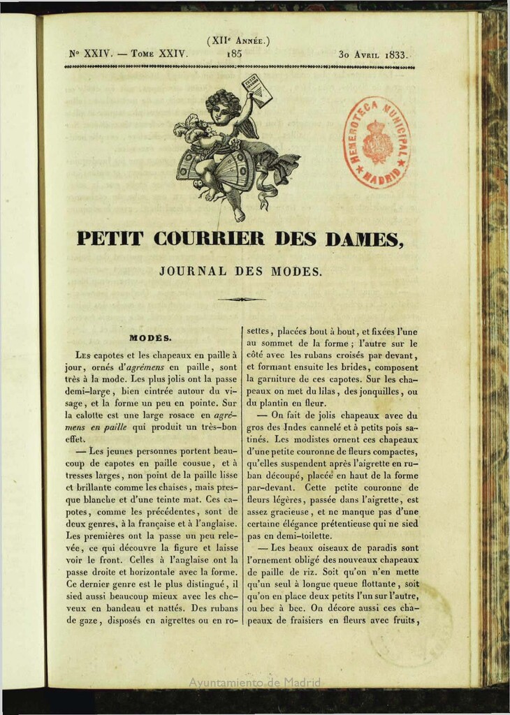 Miniatura de Petit Courrier des Dames : journal des modes del 30 de Abril de 1833