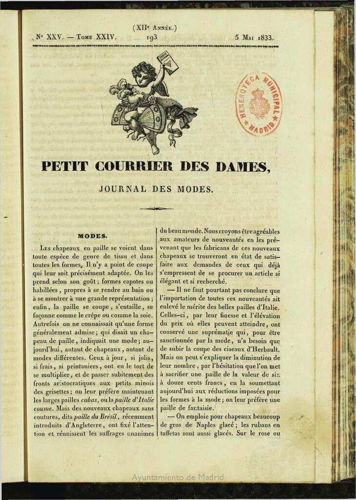 Miniatura de Petit Courrier des Dames : journal des modes del 05 de Mayo de 1833