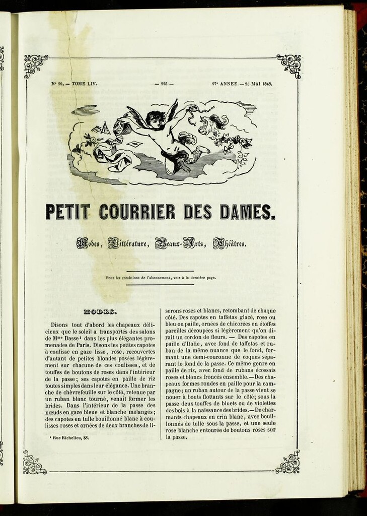 Miniatura de Petit Courrier des Dames : annonces des modes, des nouveautés et des arts del 25 de Mayo de 1848