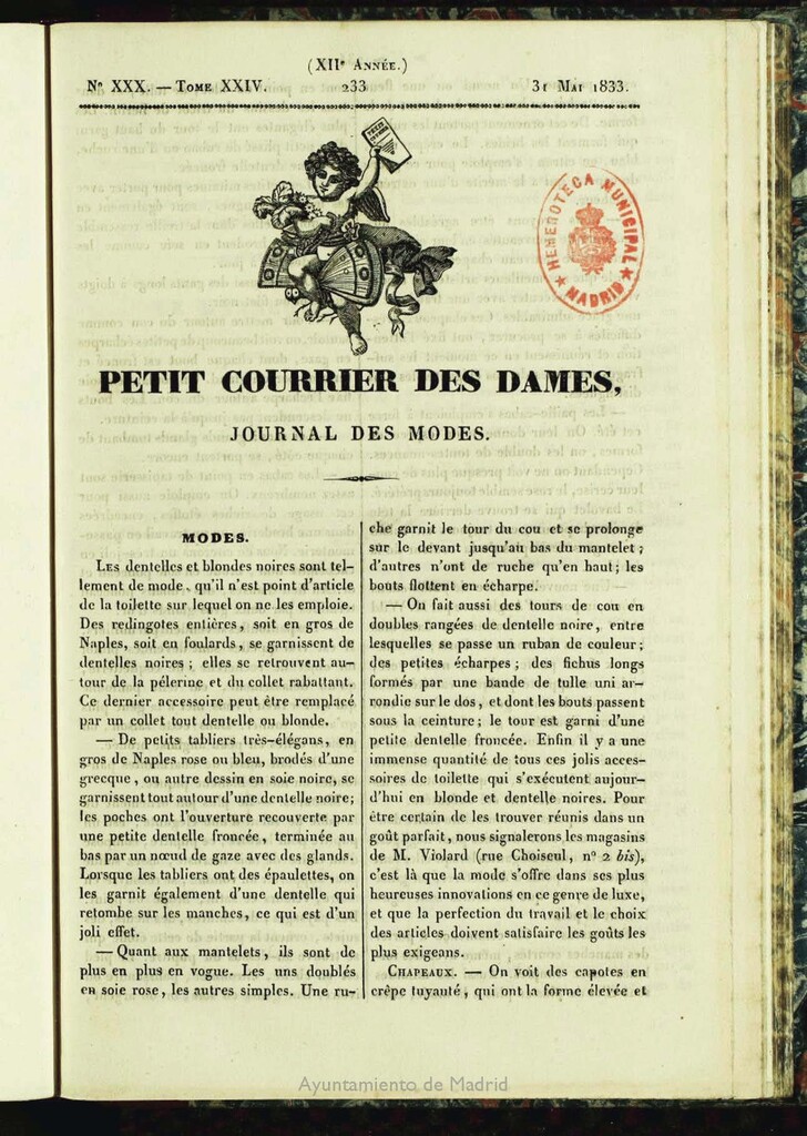 Miniatura de Petit Courrier des Dames : journal des modes del 31 de Mayo de 1833