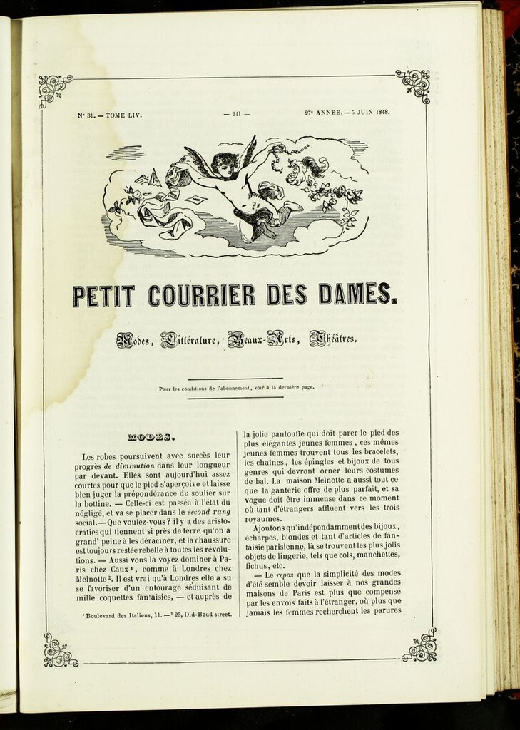 Miniatura de Petit Courrier des Dames : annonces des modes, des nouveautés et des arts del 5 de Junio de 1848