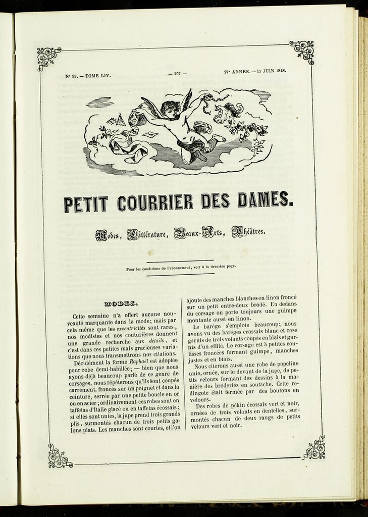 Miniatura de Petit Courrier des Dames : annonces des modes, des nouveautés et des arts del 15 de Junio de 1848