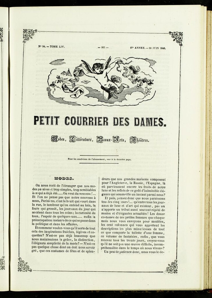 Miniatura de Petit Courrier des Dames : annonces des modes, des nouveautés et des arts del 20 de Junio de 1848