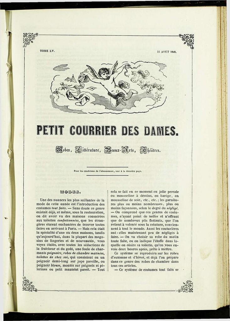 Miniatura de Petit Courrier des Dames : annonces des modes, des nouveautés et des arts del 15 de Agosto de 1848