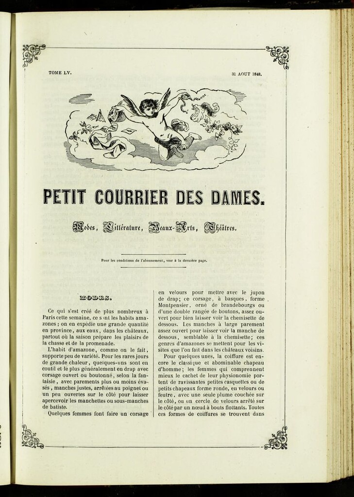 Miniatura de Petit Courrier des Dames : annonces des modes, des nouveautés et des arts del 31 de Agosto de 1848