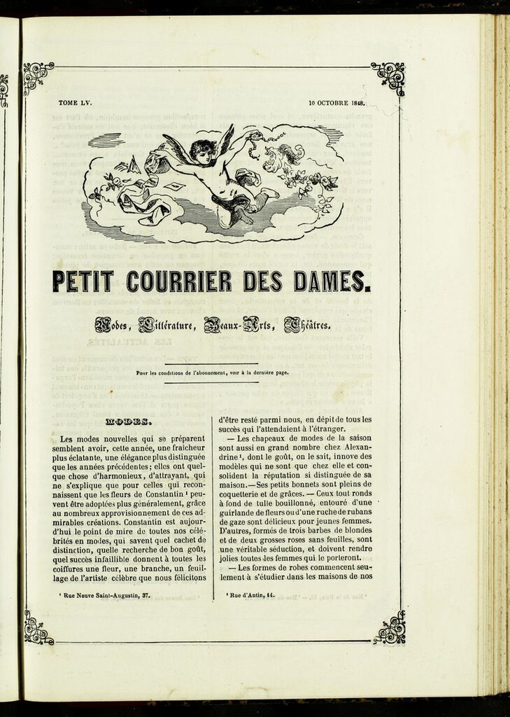 Miniatura de Petit Courrier des Dames : annonces des modes, des nouveautés et des arts del 10 de Octubre de 1848