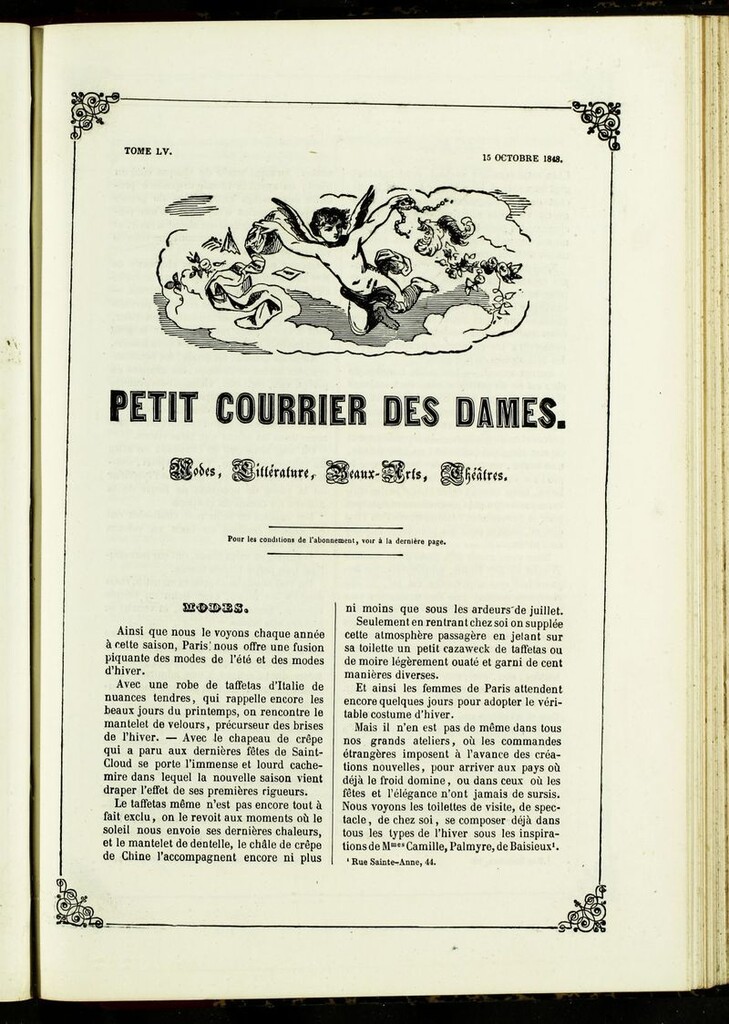 Miniatura de Petit Courrier des Dames : annonces des modes, des nouveautés et des arts del 15 de Octubre de 1848