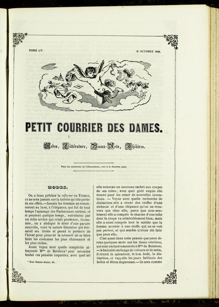 Miniatura de Petit Courrier des Dames : annonces des modes, des nouveautés et des arts del 25 de Octubre de 1848