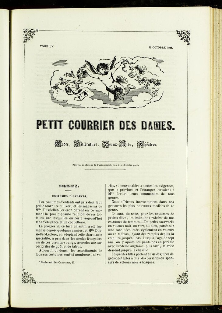 Miniatura de Petit Courrier des Dames : annonces des modes, des nouveautés et des arts del 31 de Octubre de 1848