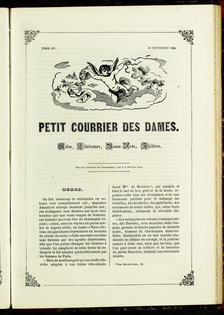 Miniatura de Petit Courrier Des Dames del 30 de noviembre de 1848
