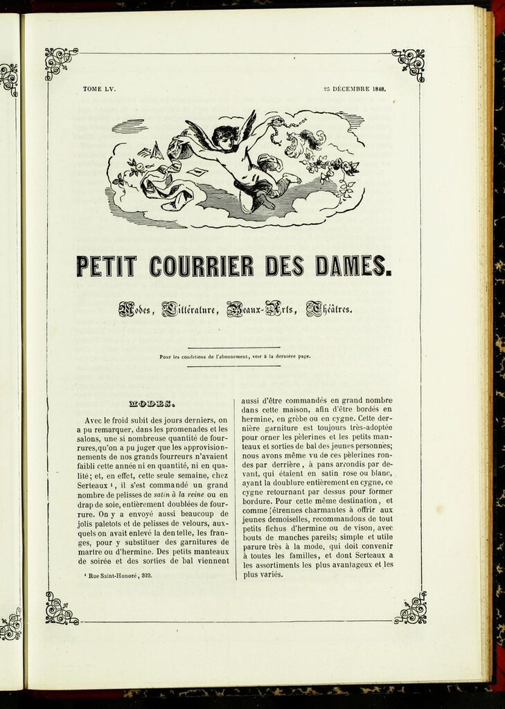 Miniatura de Petit Courrier Des Dames del 25 de diciembre de 1848