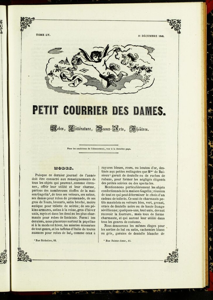 Miniatura de Petit Courrier Des Dames del 31 de diciembre de 1848
