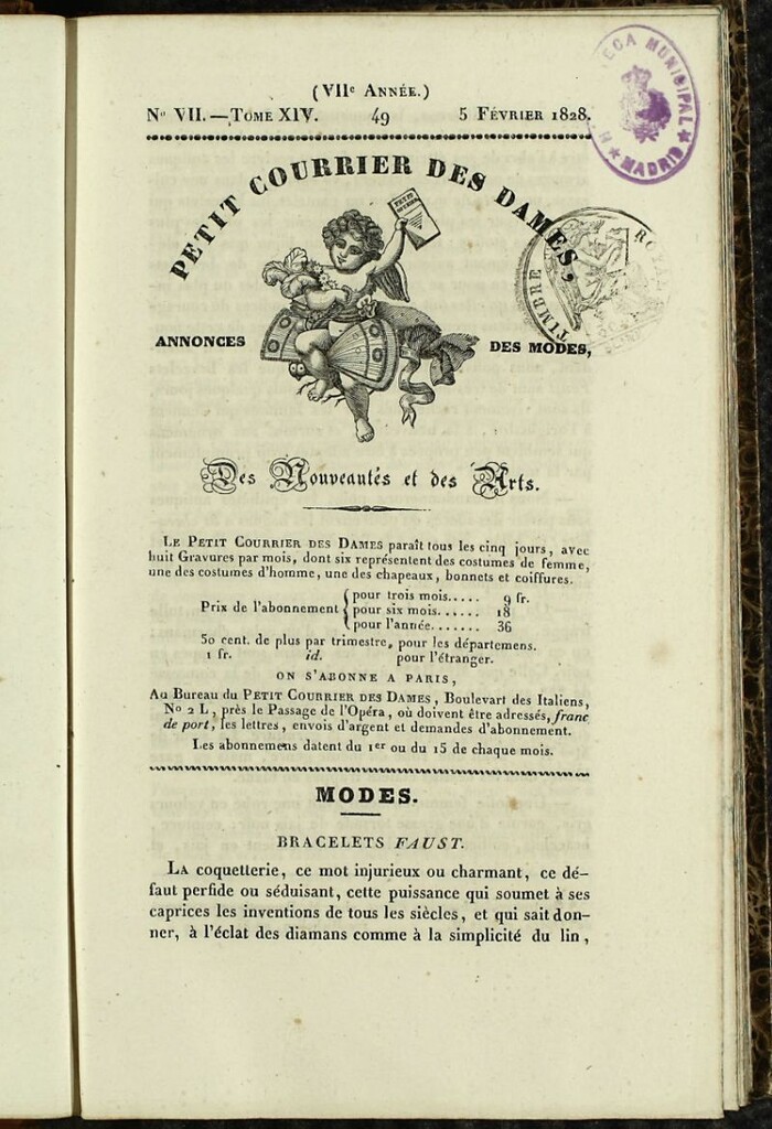 Miniatura de Petit Courrier des Dames : annonces des modes, des nouveautés et des arts del 5 de Febrero de 1828