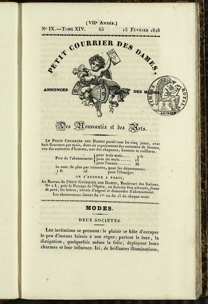 Miniatura de Petit Courrier des Dames : annonces des modes, des nouveautés et des arts del 15 de Febrero de 1828