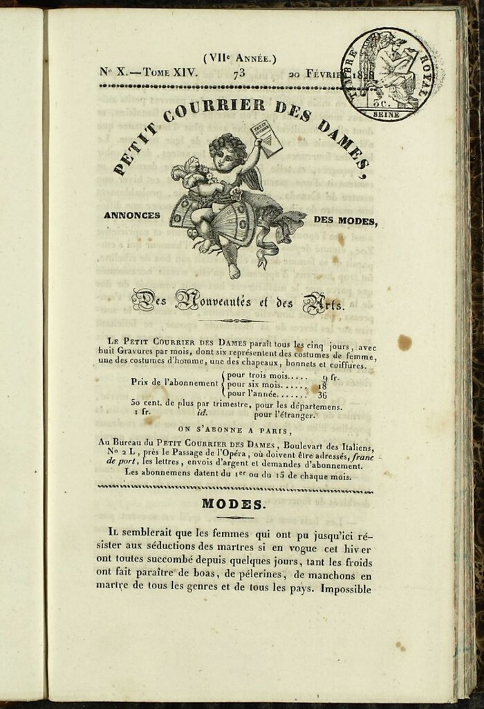 Miniatura de Petit Courrier des Dames : annonces des modes, des nouveautés et des arts del 20 de Febrero de 1828