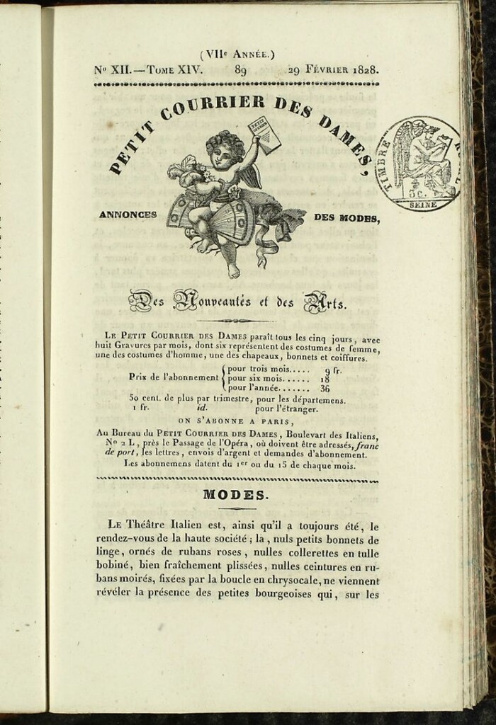 Miniatura de Petit Courrier des Dames : annonces des modes, des nouveautés et des arts del 29 de Febrero de 1828
