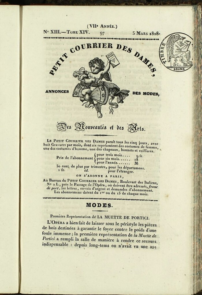 Miniatura de Petit Courrier des Dames : annonces des modes, des nouveautés et des arts del 5 de Marzo de 1828
