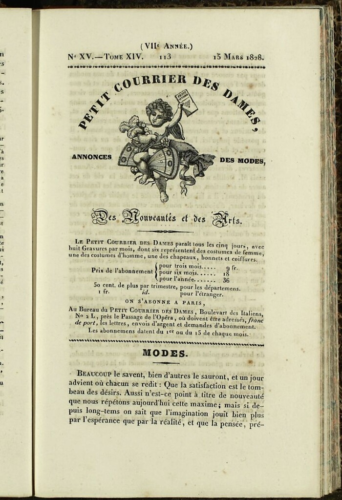 Miniatura de Petit Courrier des Dames : annonces des modes, des nouveautés et des arts del 15 de Marzo de 1828