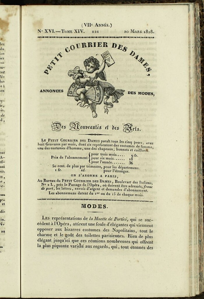 Miniatura de Petit Courrier des Dames : annonces des modes, des nouveautés et des arts del 20 de Marzo de 1828