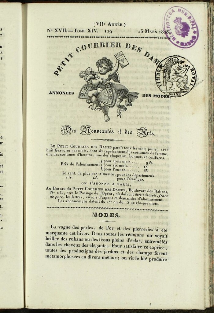 Miniatura de Petit Courrier des Dames : annonces des modes, des nouveautés et des arts del 25 de Marzo de 1828
