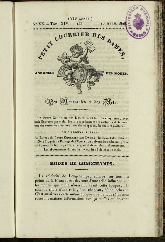 Miniatura de Petit Courrier des Dames : annonces des modes, des nouveautés et des arts del 10 de Abril de 1828