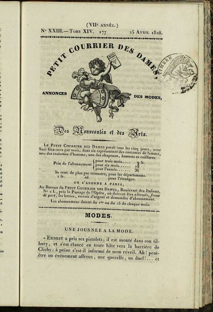 Miniatura de Petit Courrier des Dames : annonces des modes, des nouveautés et des arts del 25 de Abril de 1828