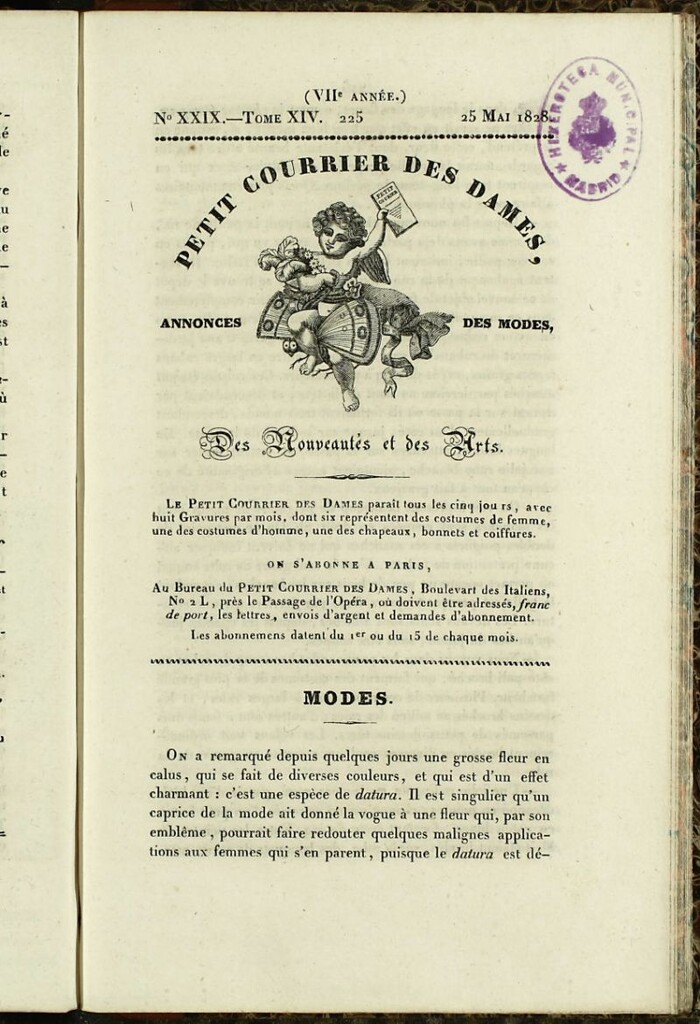 Miniatura de Petit Courrier des Dames : annonces des modes, des nouveautés et des arts del 25 de Mayo de 1828
