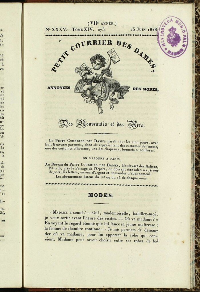 Miniatura de Petit Courrier des Dames : annonces des modes, des nouveautés et des arts del 25 de Junio de 1828