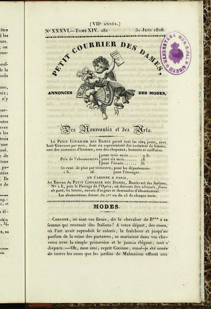 Miniatura de Petit Courrier des Dames : annonces des modes, des nouveautés et des arts del 30 de Junio de 1828