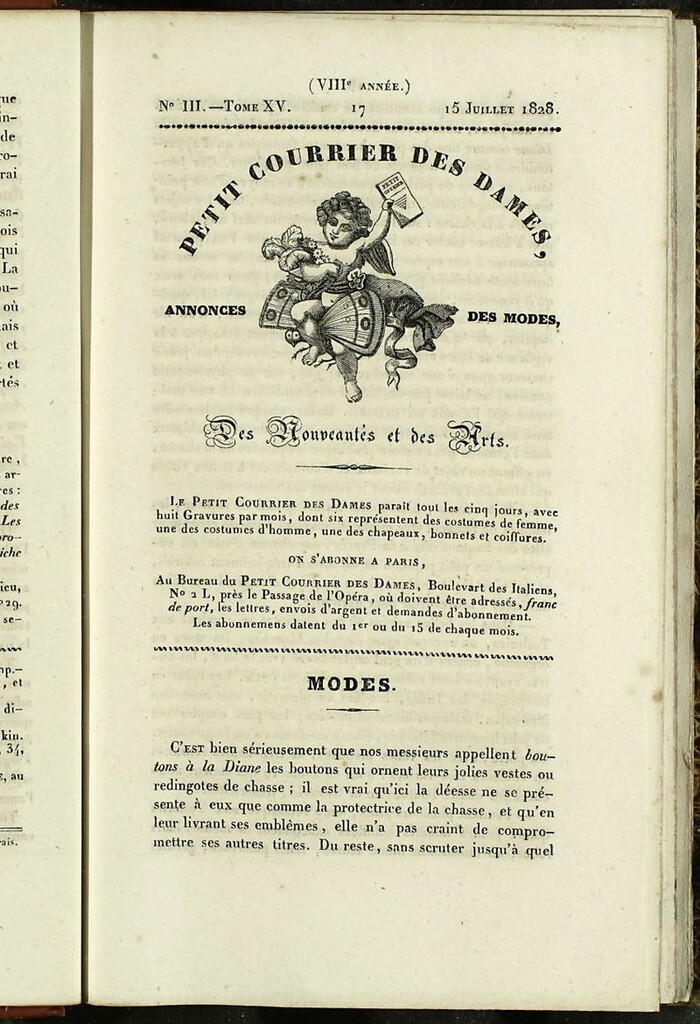 Miniatura de Petit Courrier des Dames : annonces des modes, des nouveautés et des arts del 15 de Julio de 1828