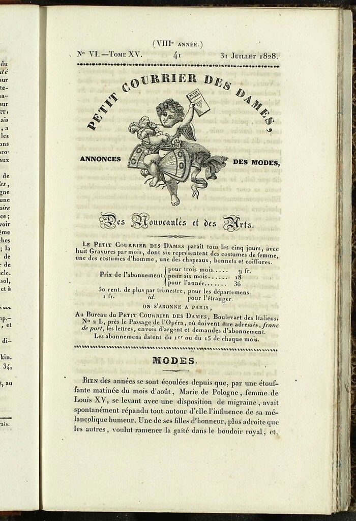 Miniatura de Petit Courrier des Dames : annonces des modes, des nouveautés et des arts del 31 de Julio de 1828