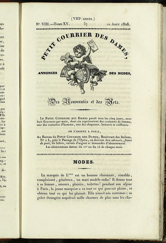 Miniatura de Petit Courrier des Dames : annonces des modes, des nouveautés et des arts del 10 de Agosto de 1828