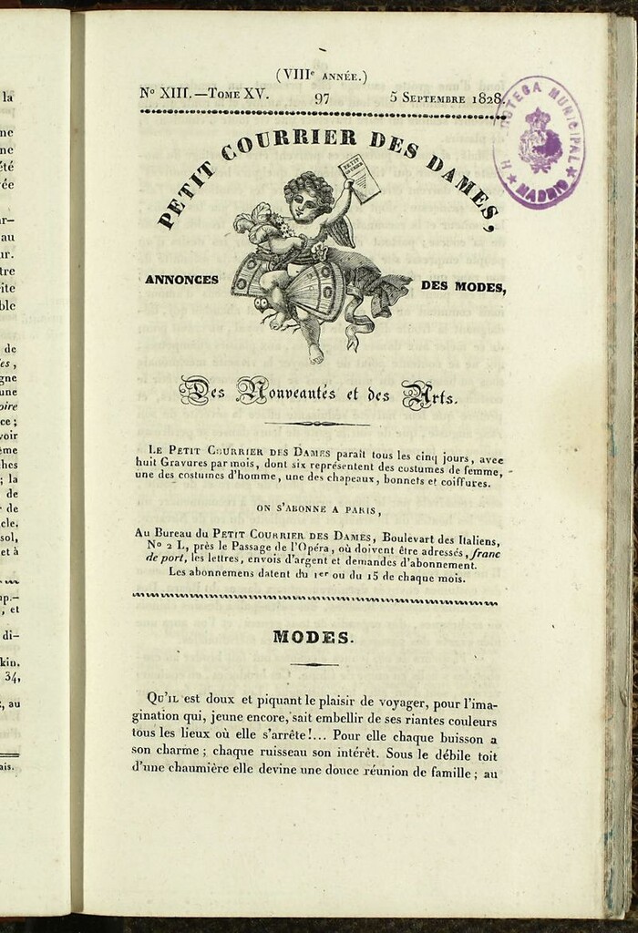 Miniatura de Petit Courrier Des Dames del 5 de septiembre de 1828