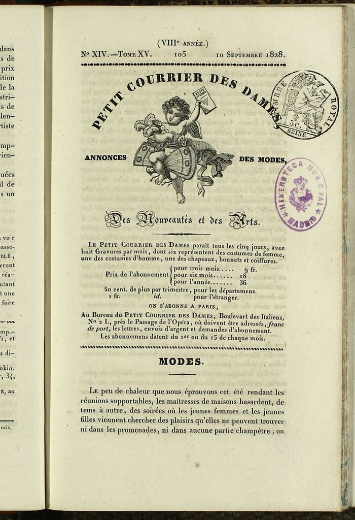 Miniatura de Petit Courrier Des Dames del 10 de septiembre de 1828