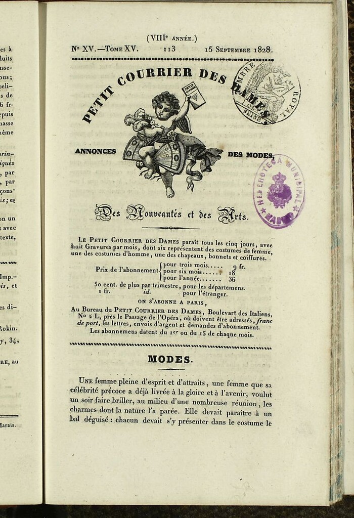 Miniatura de Petit Courrier Des Dames del 15 de septiembre de 1828