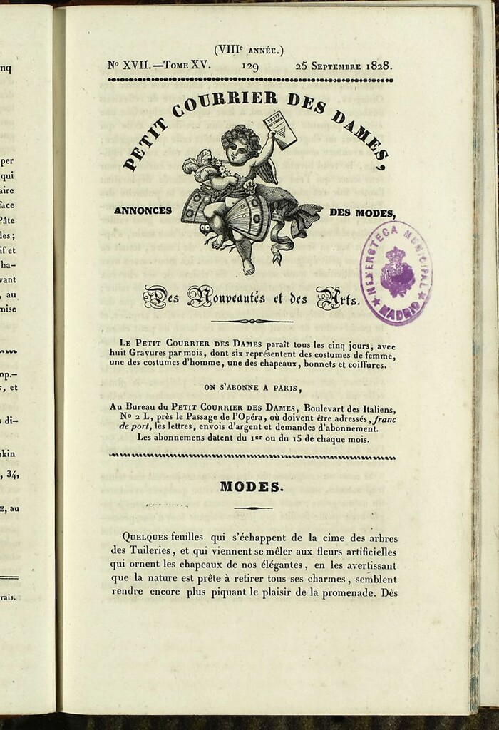 Miniatura de Petit Courrier Des Dames del 25 de septiembre de 1828