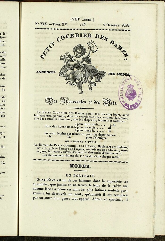 Miniatura de Petit Courrier des Dames : annonces des modes, des nouveautés et des arts del 5 de Octubre de 1828