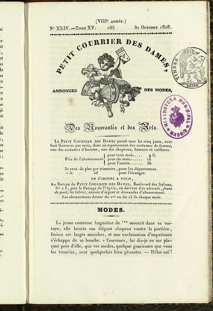 Miniatura de Petit Courrier des Dames : annonces des modes, des nouveautés et des arts del 31 de Octubre de 1828