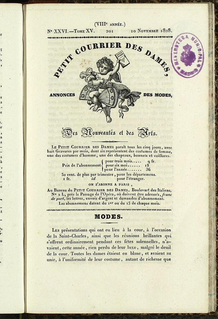 Miniatura de Petit Courrier Des Dames del 10 de noviembre de 1828