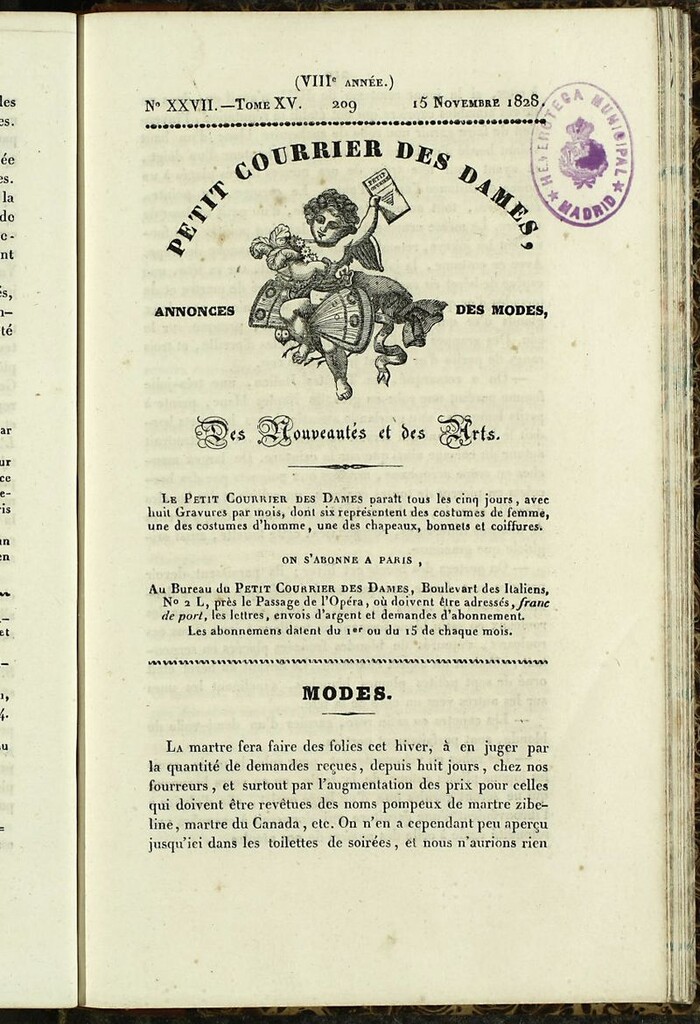 Miniatura de Petit Courrier Des Dames del 15 de noviembre de 1828